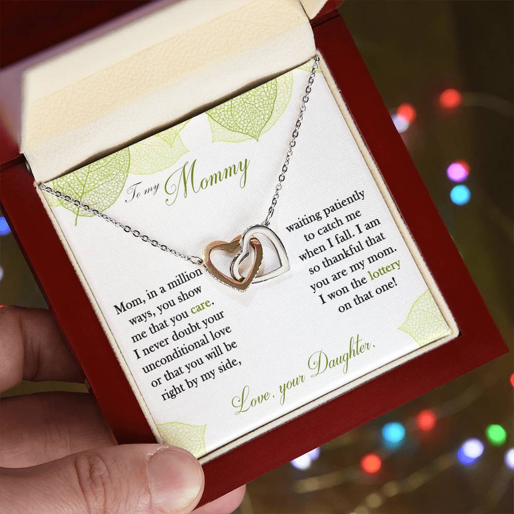 To My Mom - Interlocking Hearts Necklace - Gift For Mother