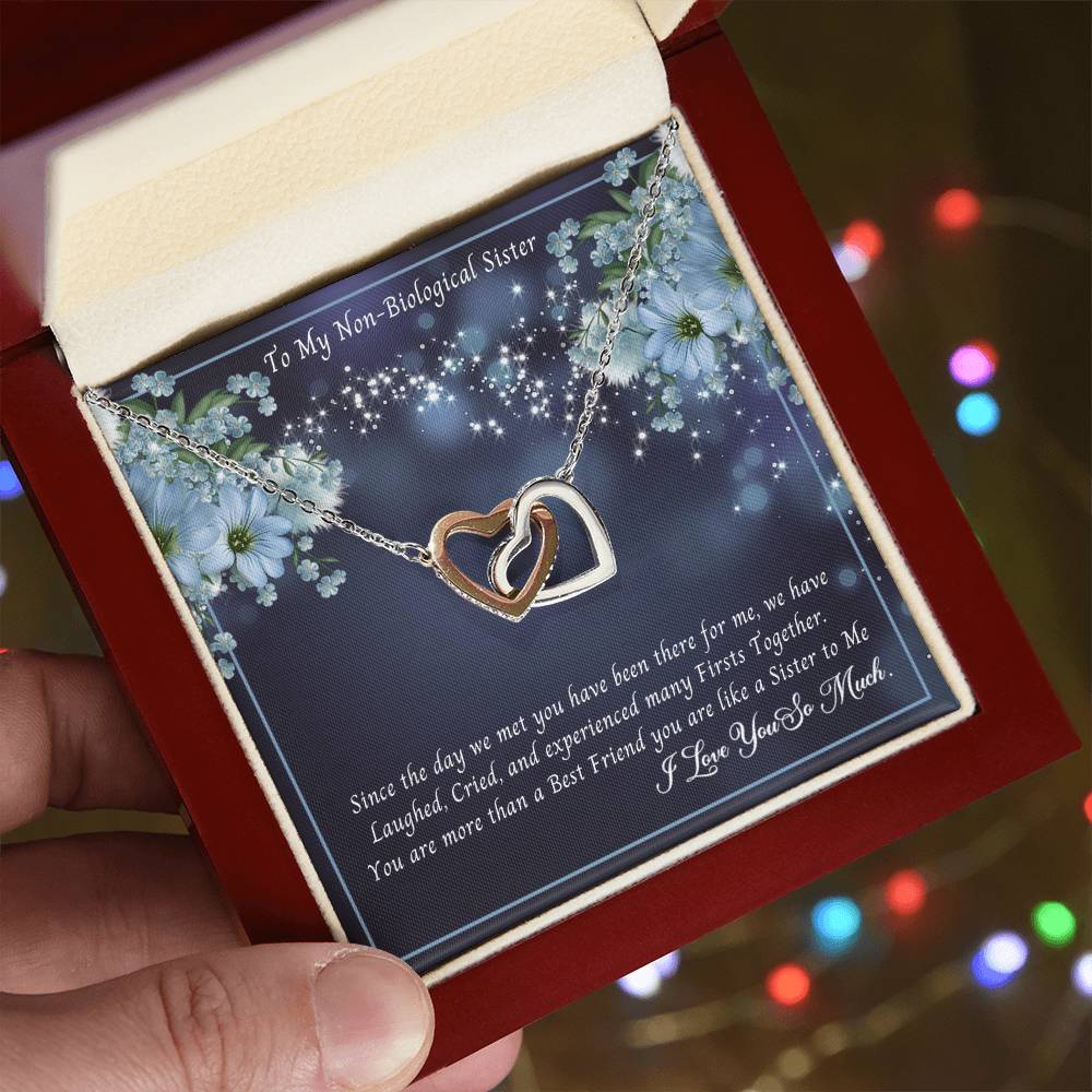 To My Non-Biological Sister - You Are More Than A Best Friend You Are Sister To Me Interlocking Hearts Necklace