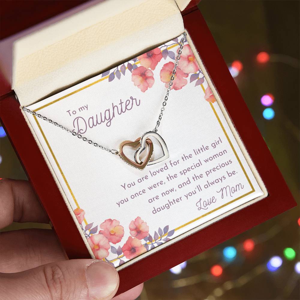 To My Daughter - You Are Loved Interlocking Hearts Necklace