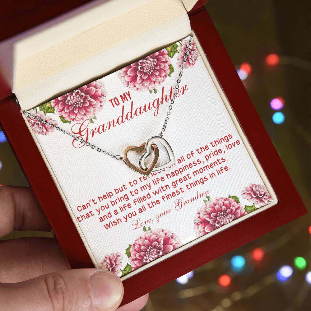 Wish You All The Finest Things In Life - Best Gift For Granddaughter Interlocking Hearts Necklace
