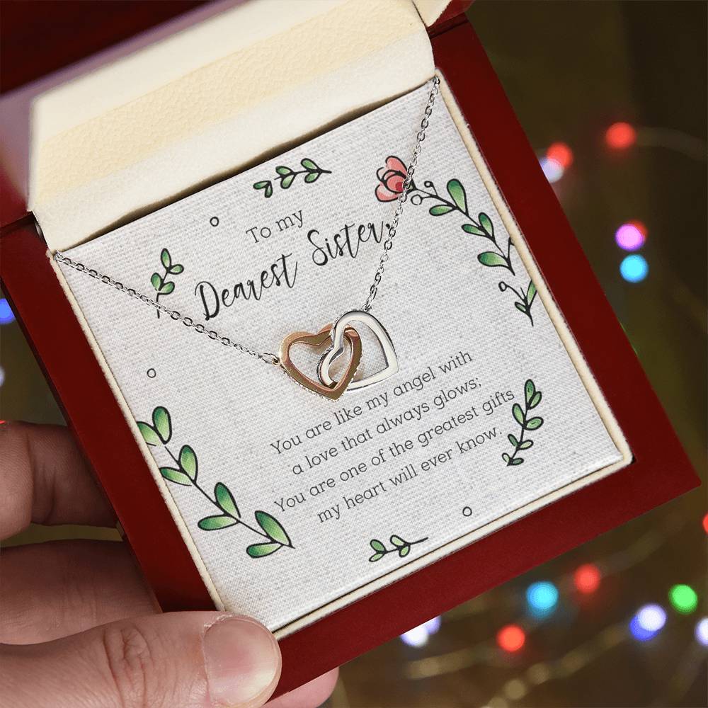 To My Dearest Sister - Heart - Necklace Interlocking Hearts Necklace