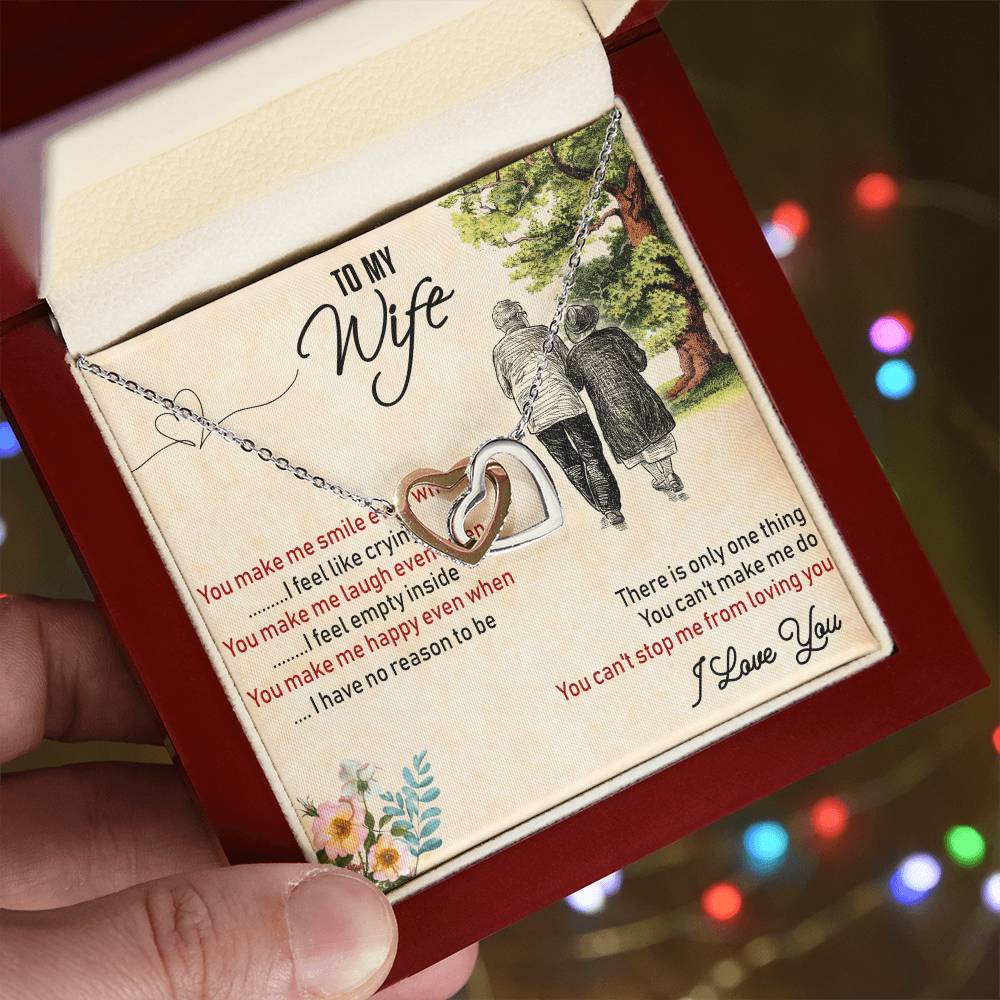To My Wife Interlocking Hearts Necklace Message Card