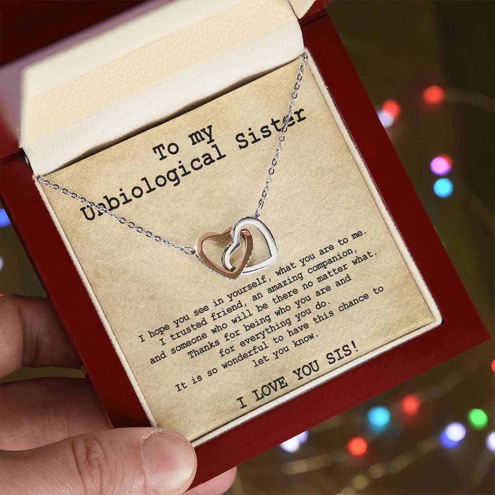 Unbiological Sister Necklace Soul Sister Big Little Sorority Sister In Law Necklace Step Sister Gift Tribe Necklace Best Friend Gift Bff Gift Interlocking Hearts Necklace