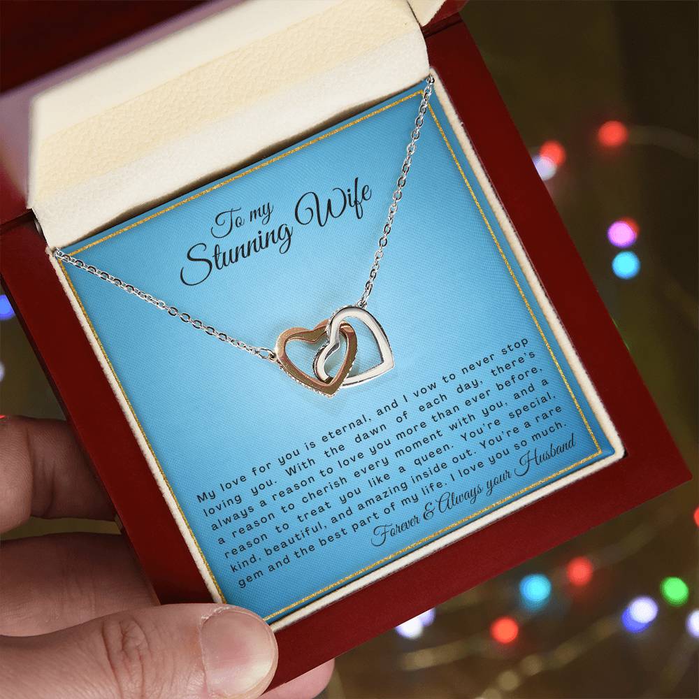 Gift For Wife My Love For You Is Eternal Interlocking Hearts Necklace