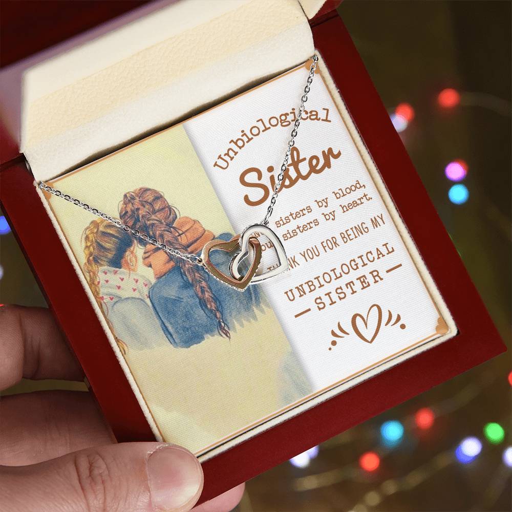 Unbiological Sister Interlocking Hearts Necklace