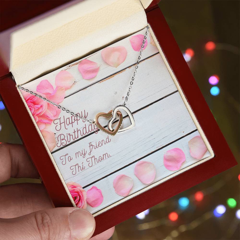 Happy Birthday To My Friend Interlocking Hearts Necklace