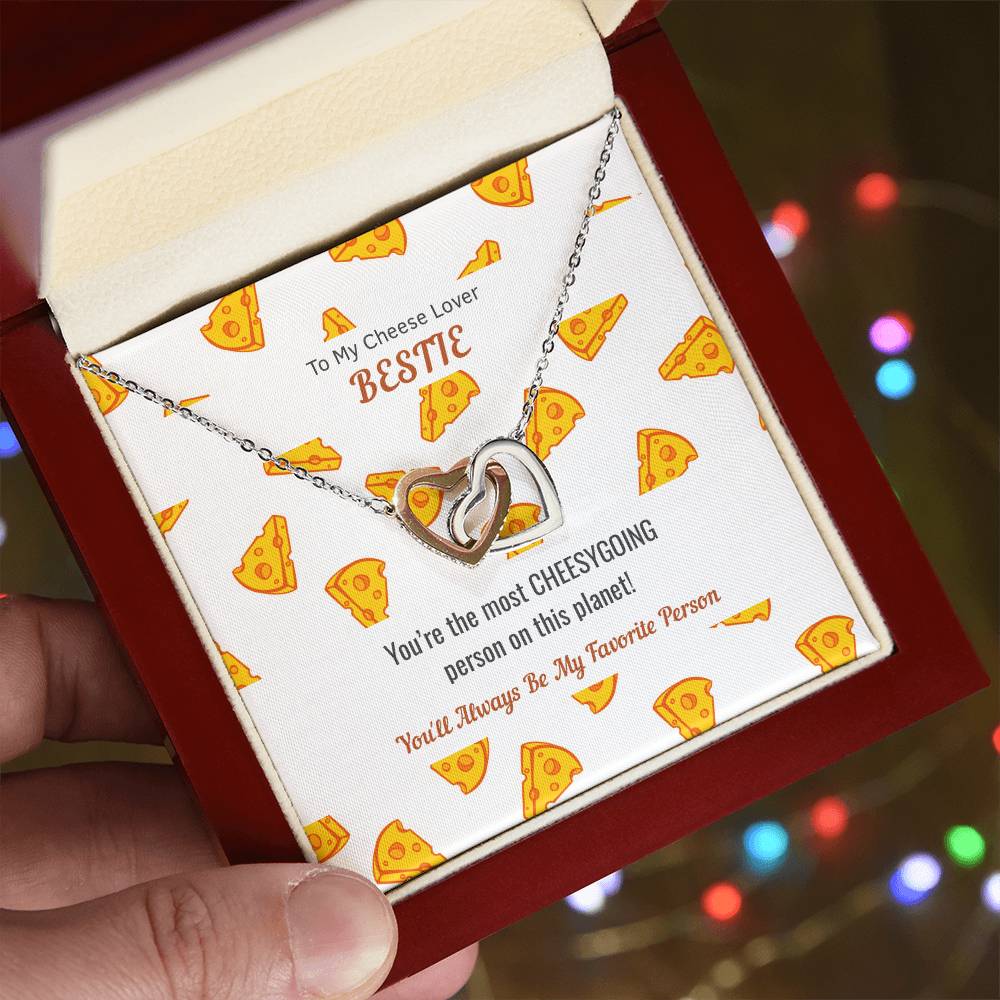 Necklace Gift For Cheese Lover Bestie Cheesy Gift Cheesy Card Cheese Hamper Cheese Lover Gift Birthday Gift For Bestie Interlocking Hearts Necklace
