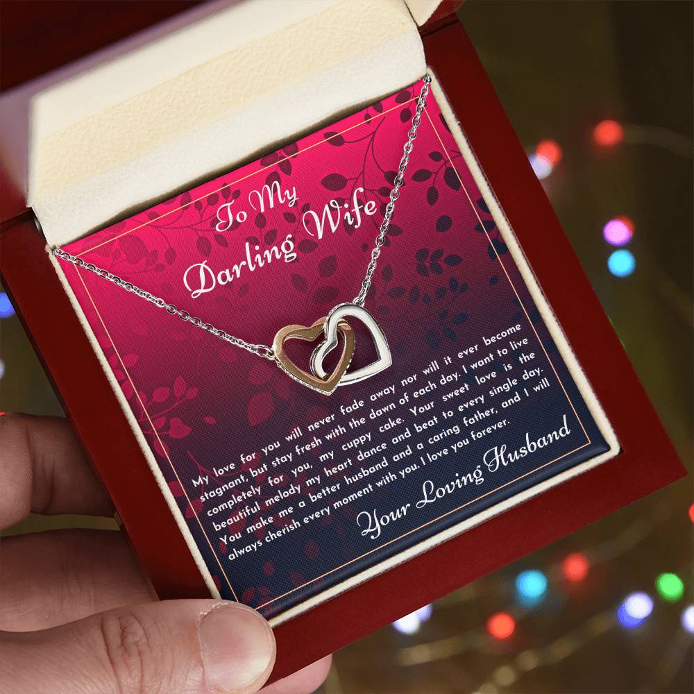 Gift For Wife My Love For You Will Never Fade Interlocking Hearts Necklace