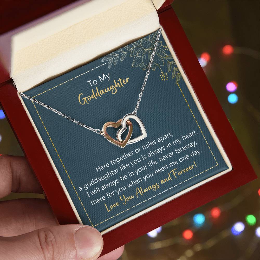 To My Goddaughter I Will Be In Your Life - Never Faraway Necklace Interlocking Hearts Necklace
