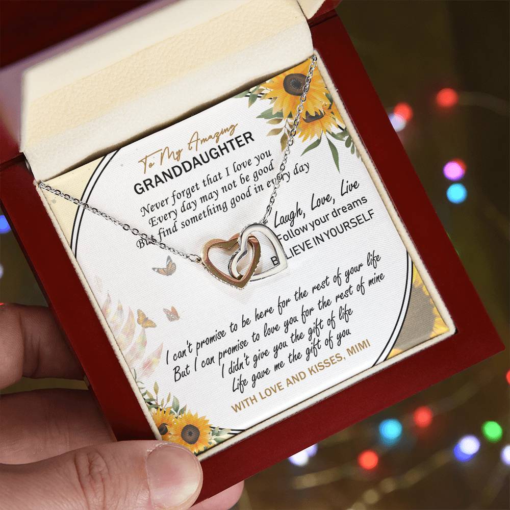 To My Amazing Granddaughter Interlocking Hearts Necklace Message Card