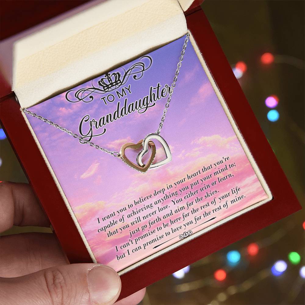 To My Granddaughter Interlocking Hearts Necklace Message Card