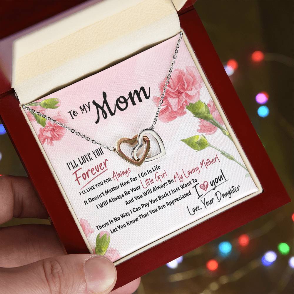 Interlocking Hearts To My Mom I'Ll Love You Forever I'Ll Like You For Always Interlocking Hearts Necklace