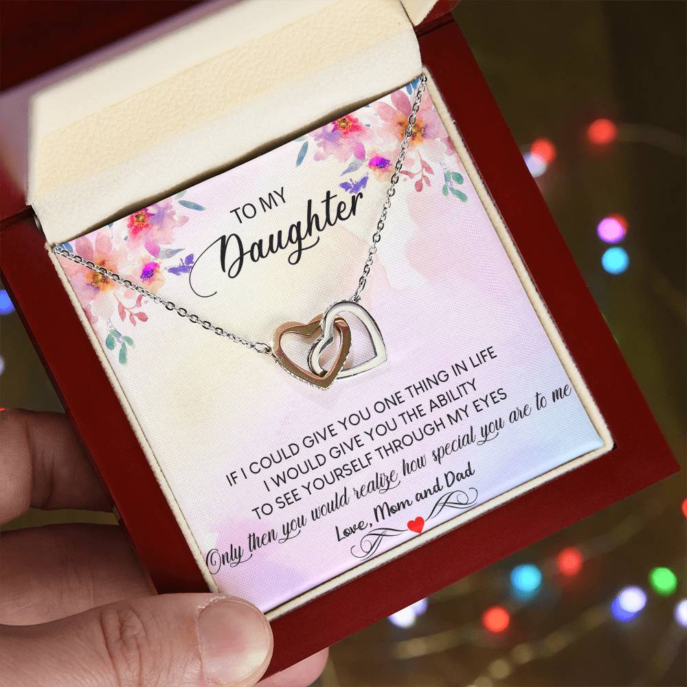 To My Daughter Necklace Daughter Necklace From Mom And Dad Personalized Daughter Interlocking Hearts Necklace Gift Daughter Birthday Gift