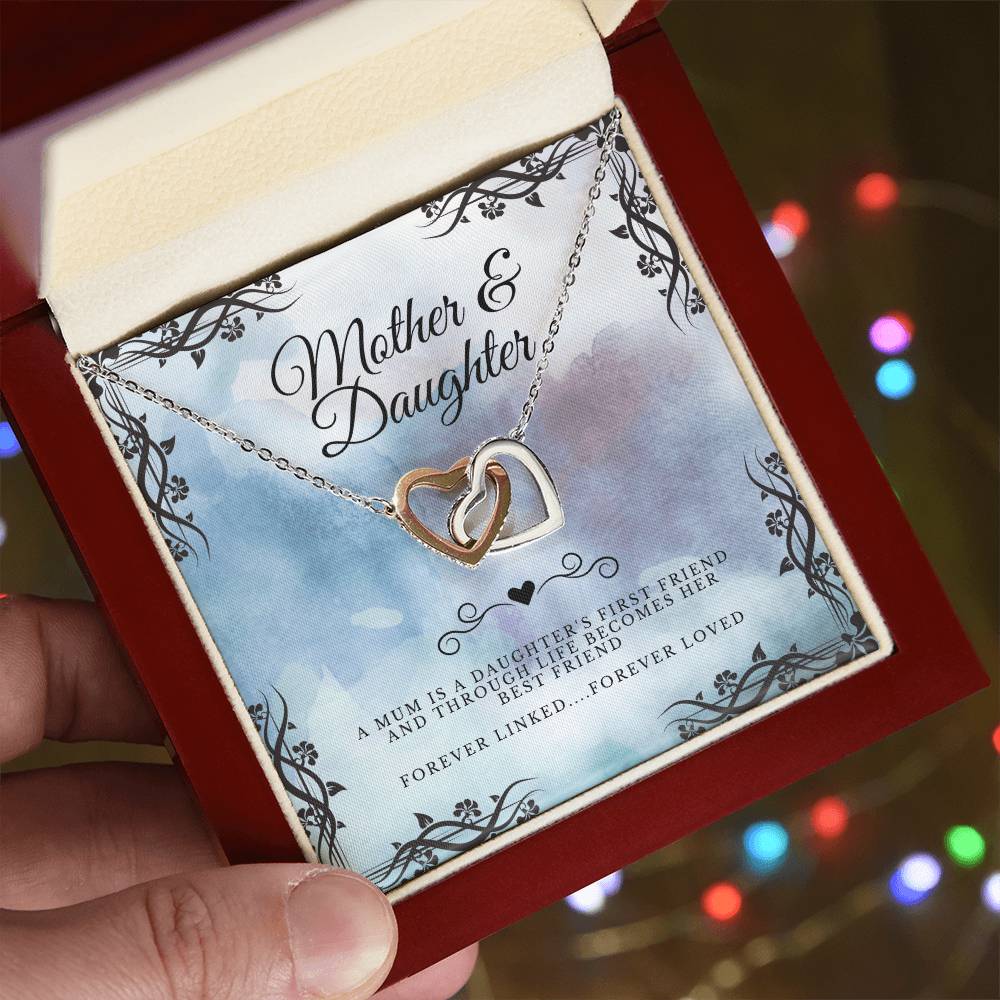 Mother & Daughter - Gift To Daughter - Interlocked Hearts Pendant Interlocking Hearts Necklace