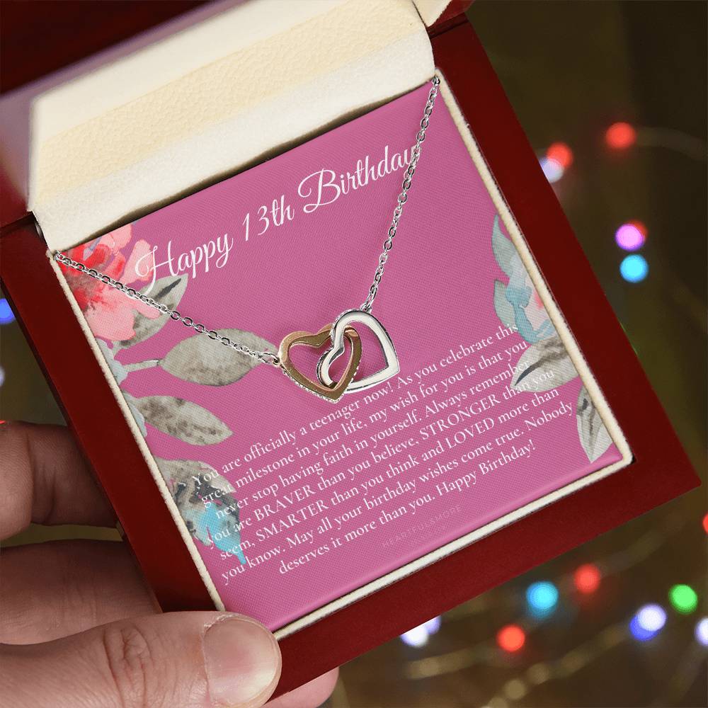 Gift For 13 Year Old Girl Gifts 13Th Birthday Girl 13Th Birthday Gift Thirteenth Birthday Necklace Teen Birthday Gift Official Teenager Interlocking Hearts Necklace