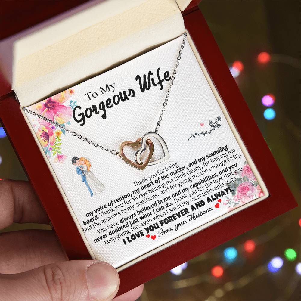 Special Valentine'S Gift For Wife Necklace Interlocking Hearts Necklace