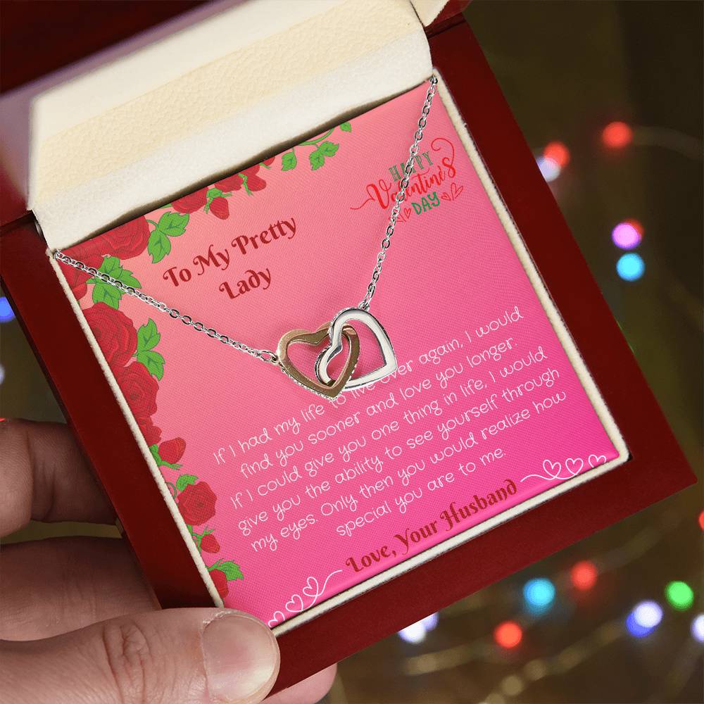 To My Preety Lady- You Are Special To Me Interlocking Hearts Necklace