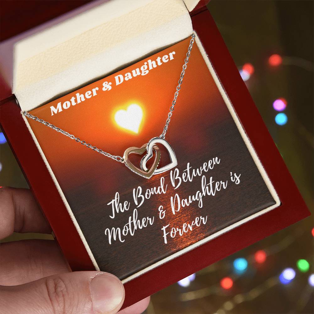 Mother & Daughter Necklace - The Bond Is Forever Interlocking Hearts Necklace