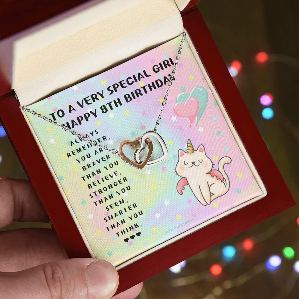 8Th Birthday Gift 8Th Birthday Necklace Gift Happy 8Th Birthday Gift Gift For 8 Year Birthday Girl Interlocking Hearts Necklace