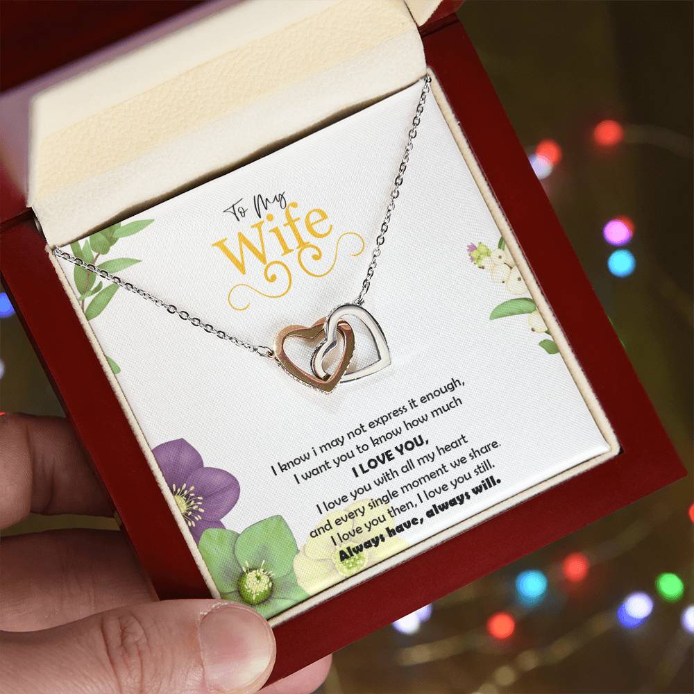 To My Wife Interlocking Hearts Necklace