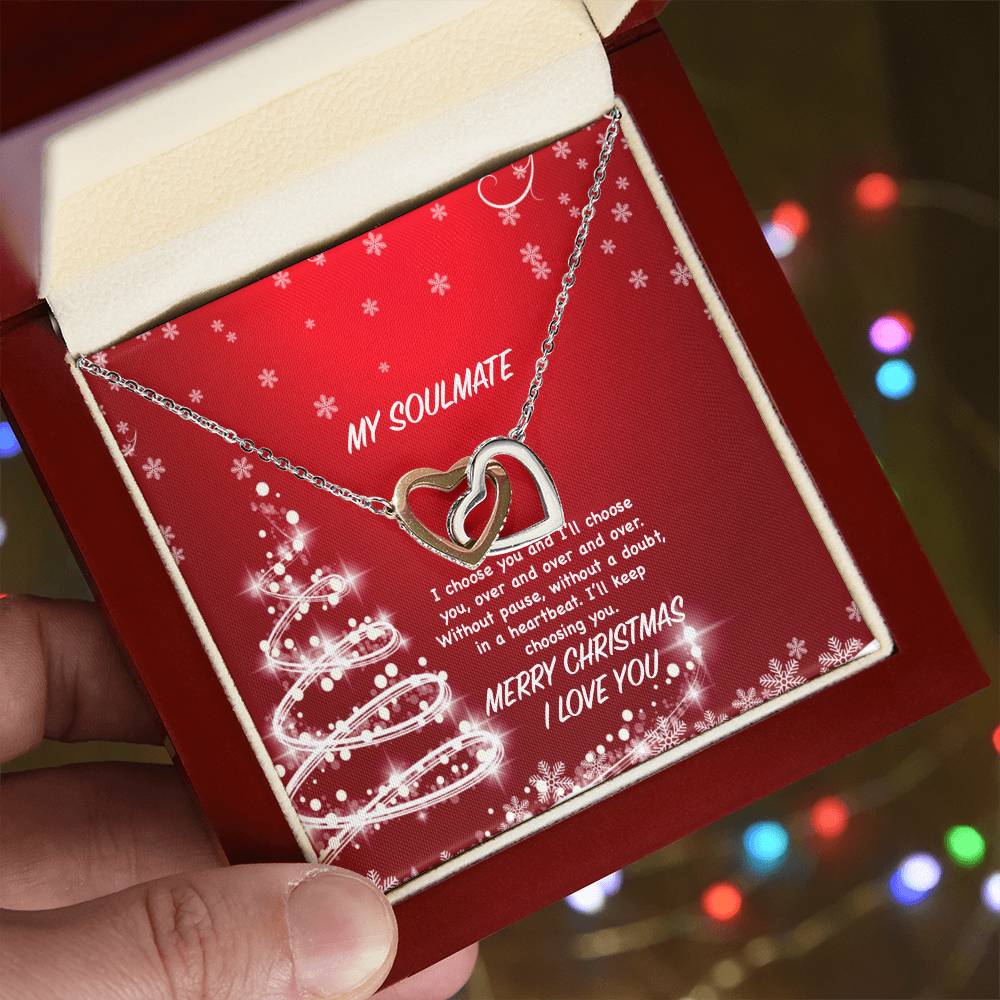 My Soulmate - I Choose You And I'Ll Keep Choosing You Interlocking Hearts Necklace