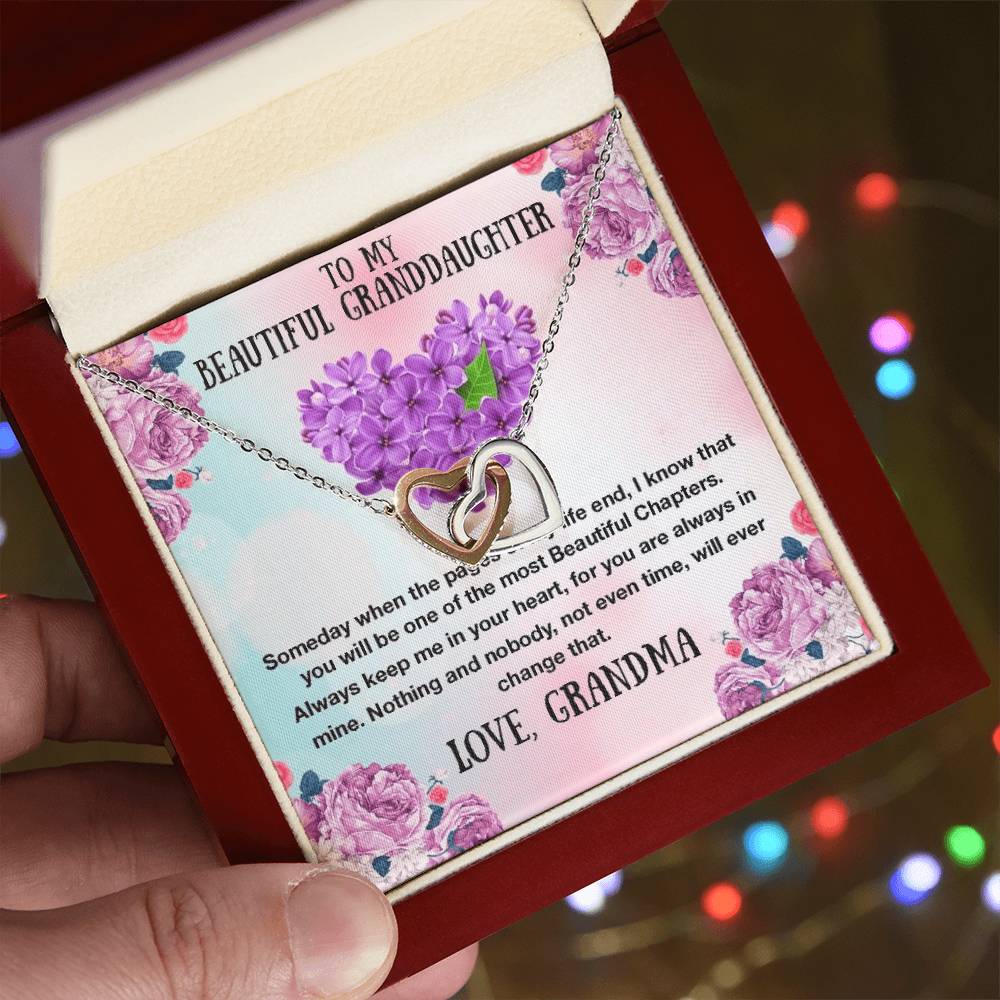To My Granddaughter Necklace - The Most Beautiful Chapters - Gift For Granddaughter Granddaughter Interlocking Hearts Necklace