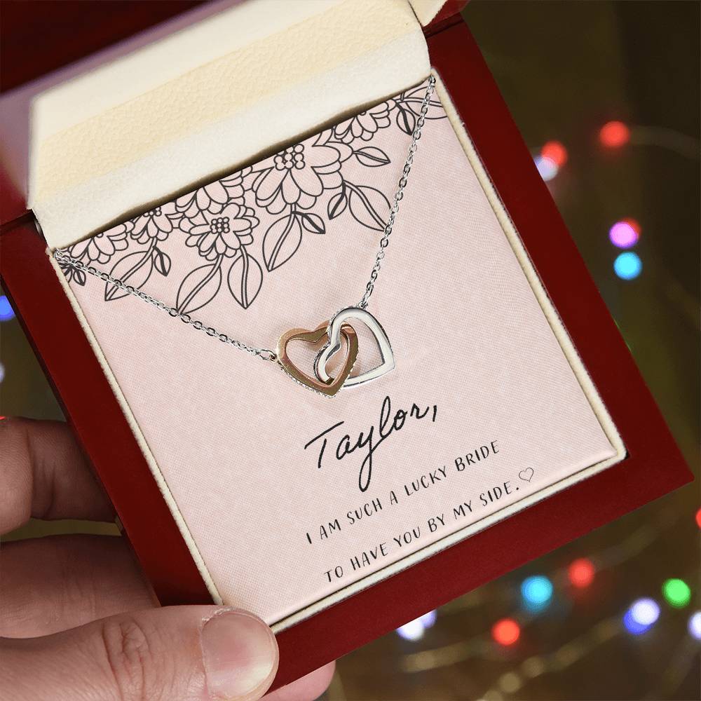I Am Such A Happy Bride Interlocking Hearts Necklace
