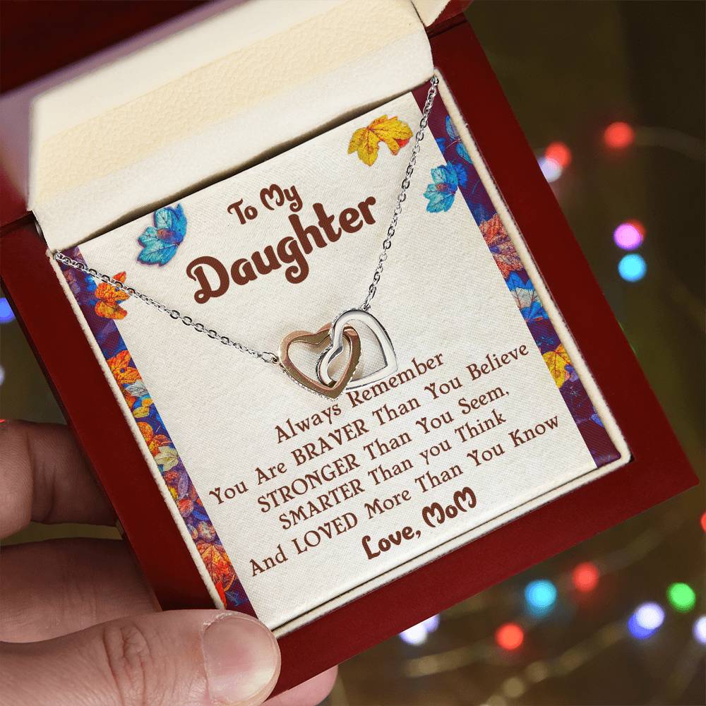 Interlocking Hearts Necklace For Daughter With Message Card