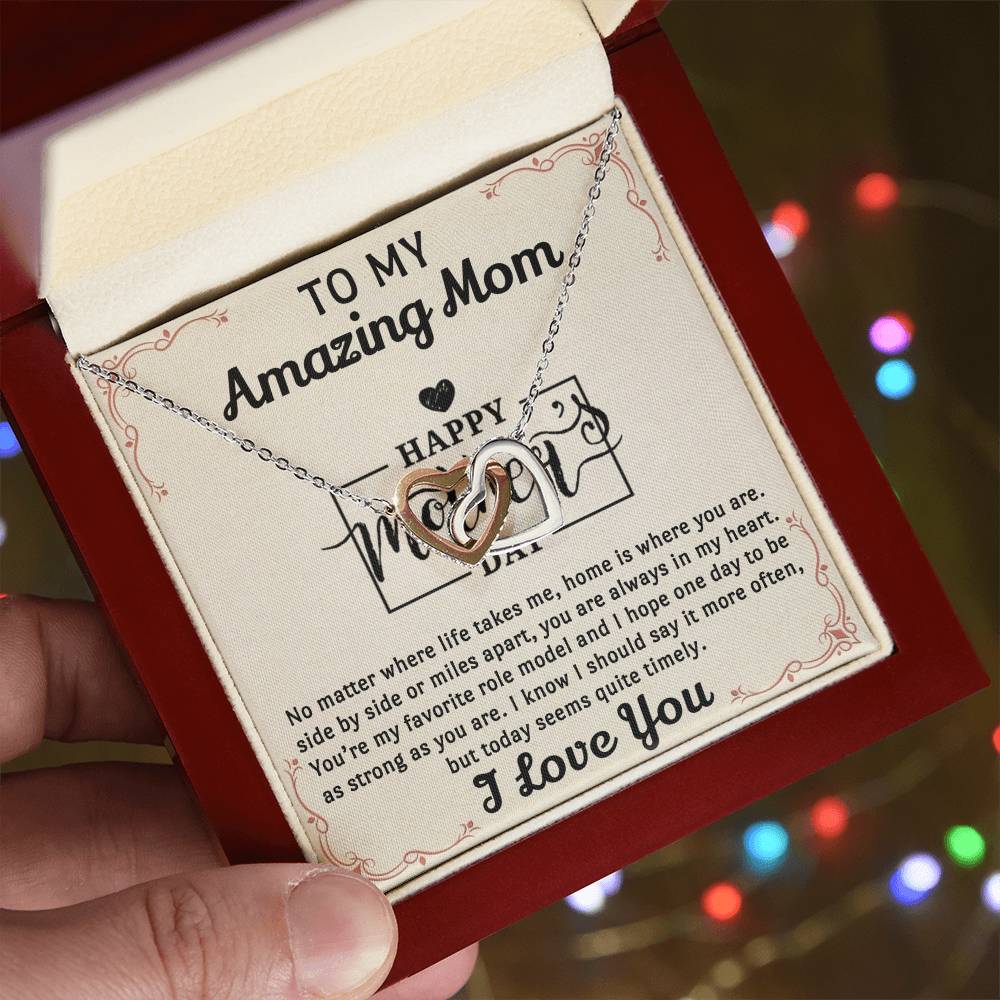 My Amazing Mom Interlocked Together Necklace For Mothers Day Interlocking Hearts Necklace