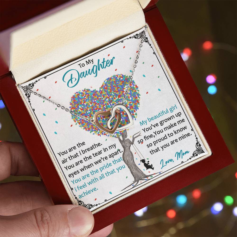 Love Always Comes From The Heart - To My Daughter Luxe Interlocking Heart Necklace Gift Set Interlocking Hearts Necklace