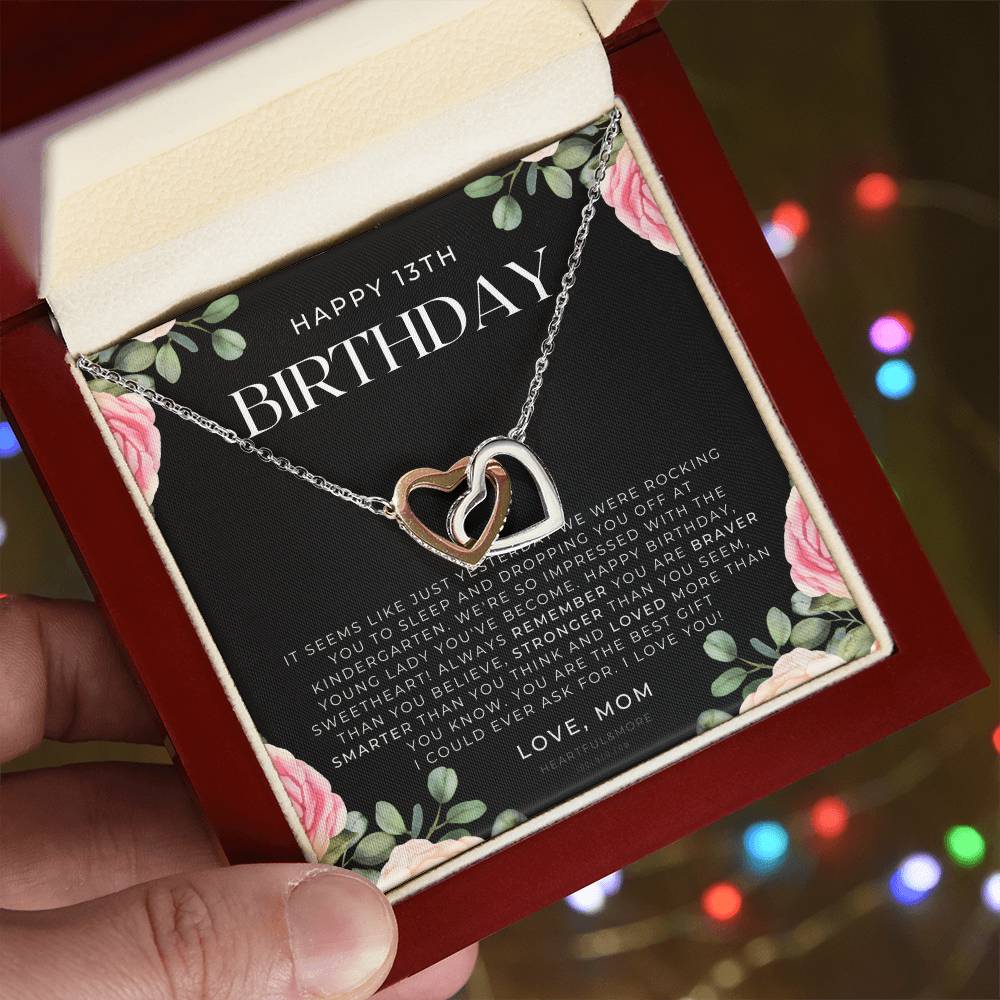 Gift For 13 Year Old Girl Gifts 13Th Birthday Girl 13Th Birthday Gift Thirteenth Birthday Necklace Teen Birthday Gift Official Teenager Interlocking Hearts Necklace