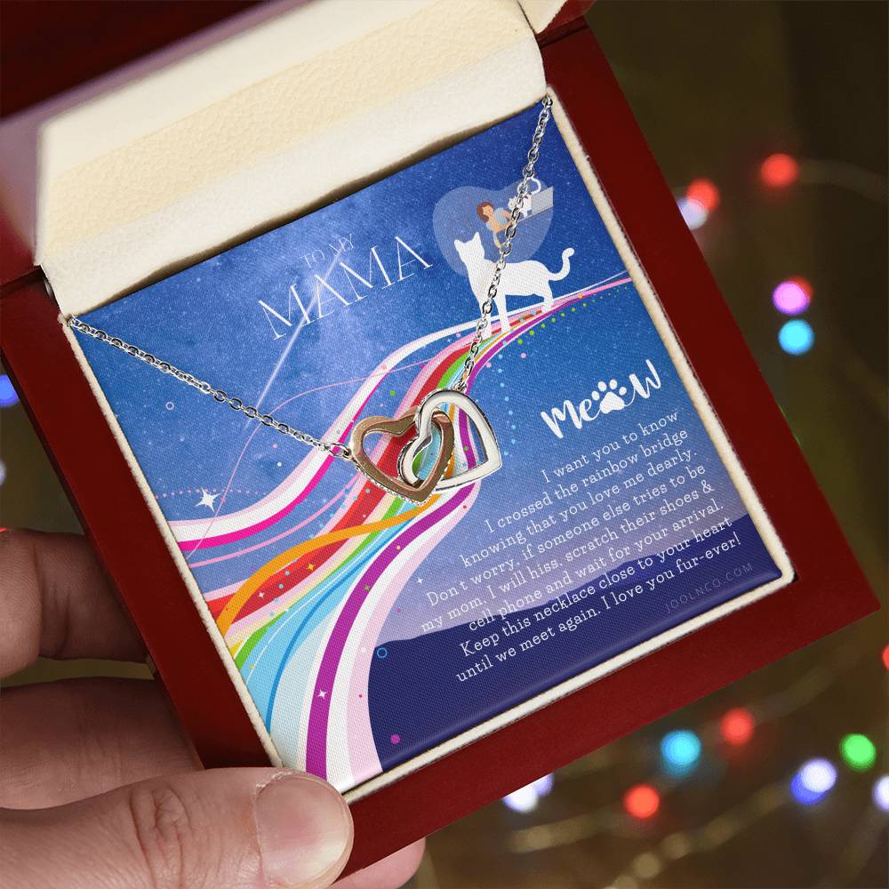To My Cat Mama Cat Loss Gifts Rainbow Bridge Cat Pet Sympathy Gift Cat Loss Necklace Until We Meet Again Necklace Loss Of Cat Memorial Necklace Interlocking Hearts Necklace