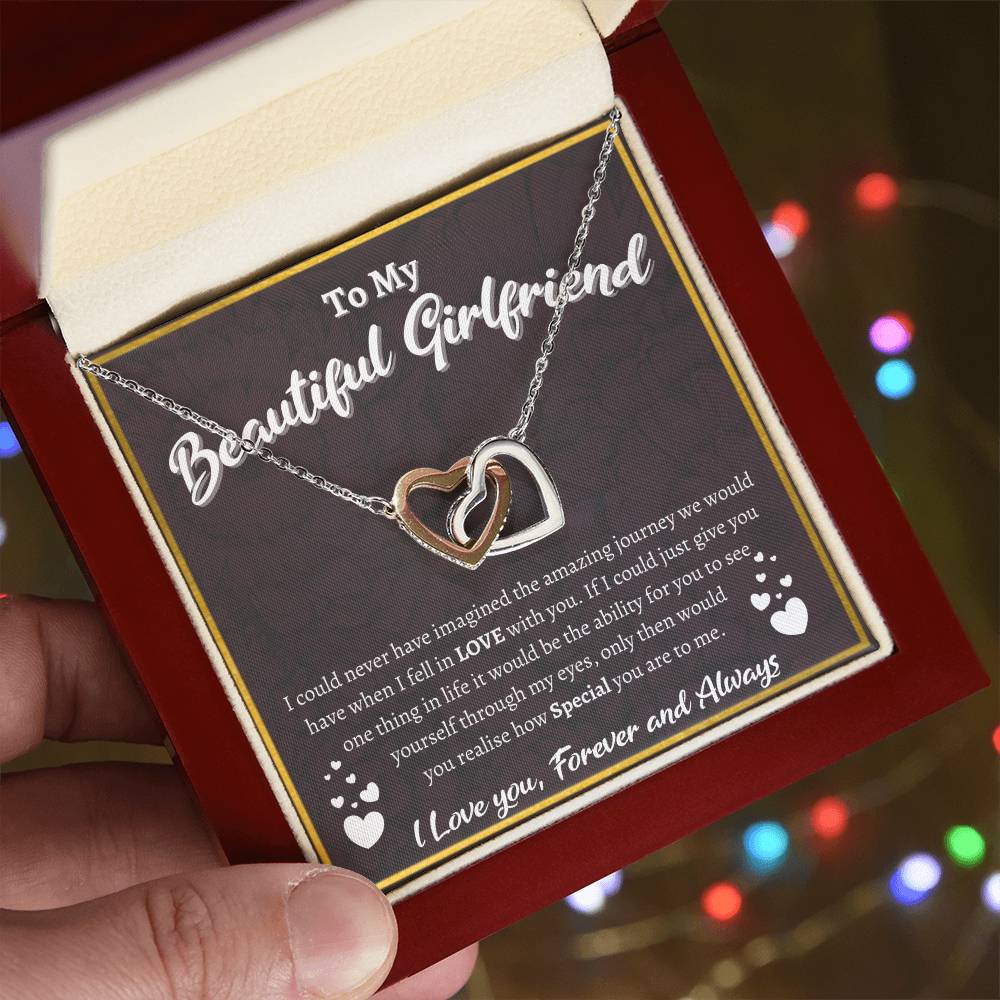 To My Beautiful Girlfriend Interlocked Love Necklace Interlocking Hearts Necklace