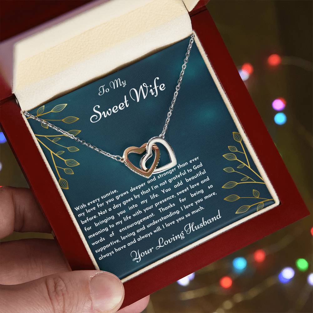 Gift For Wife With Every Sunrise Interlocking Hearts Necklace