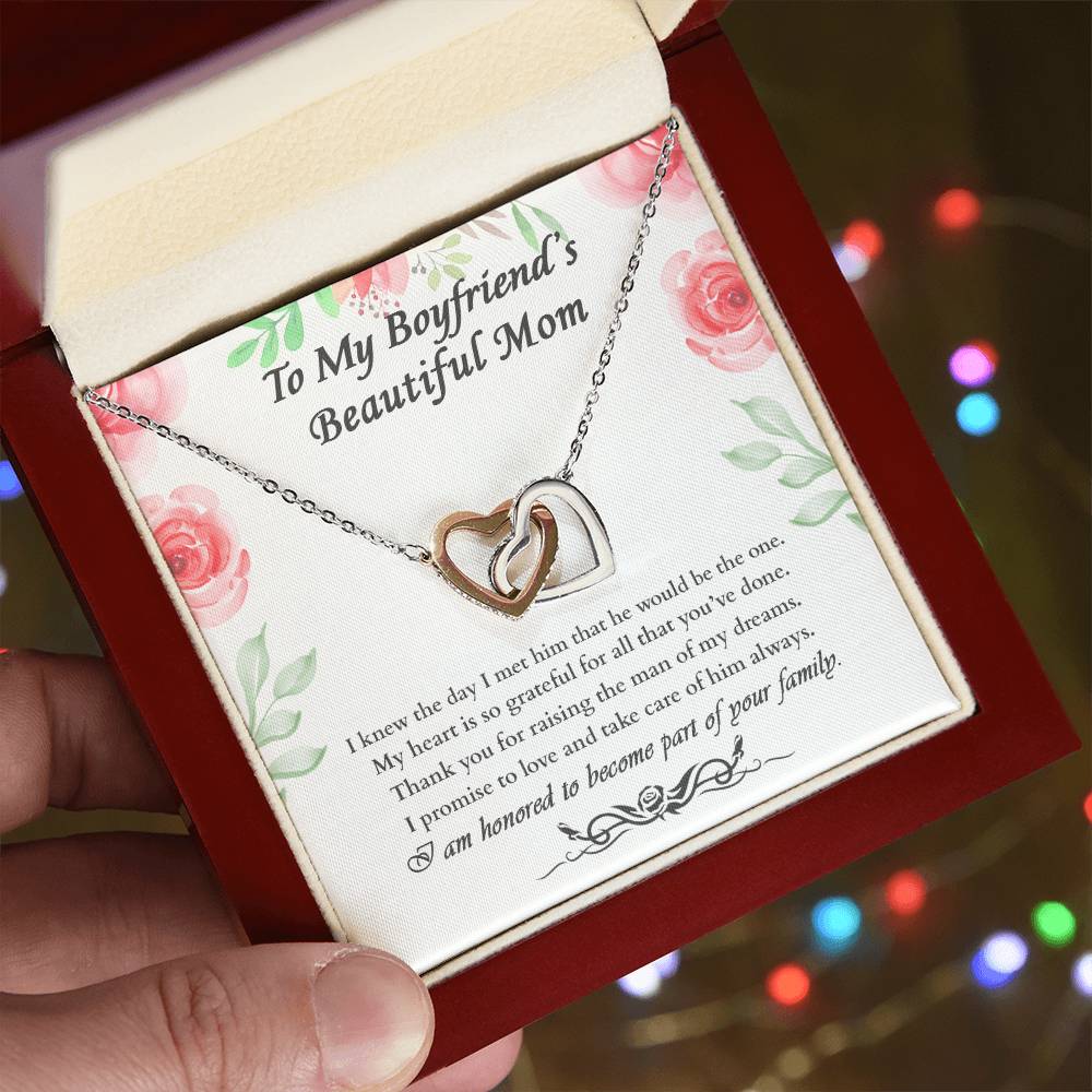 Gift For Boyfriend'S Mom - The Day I Met Him - Interlocking Interlocking Hearts Necklace
