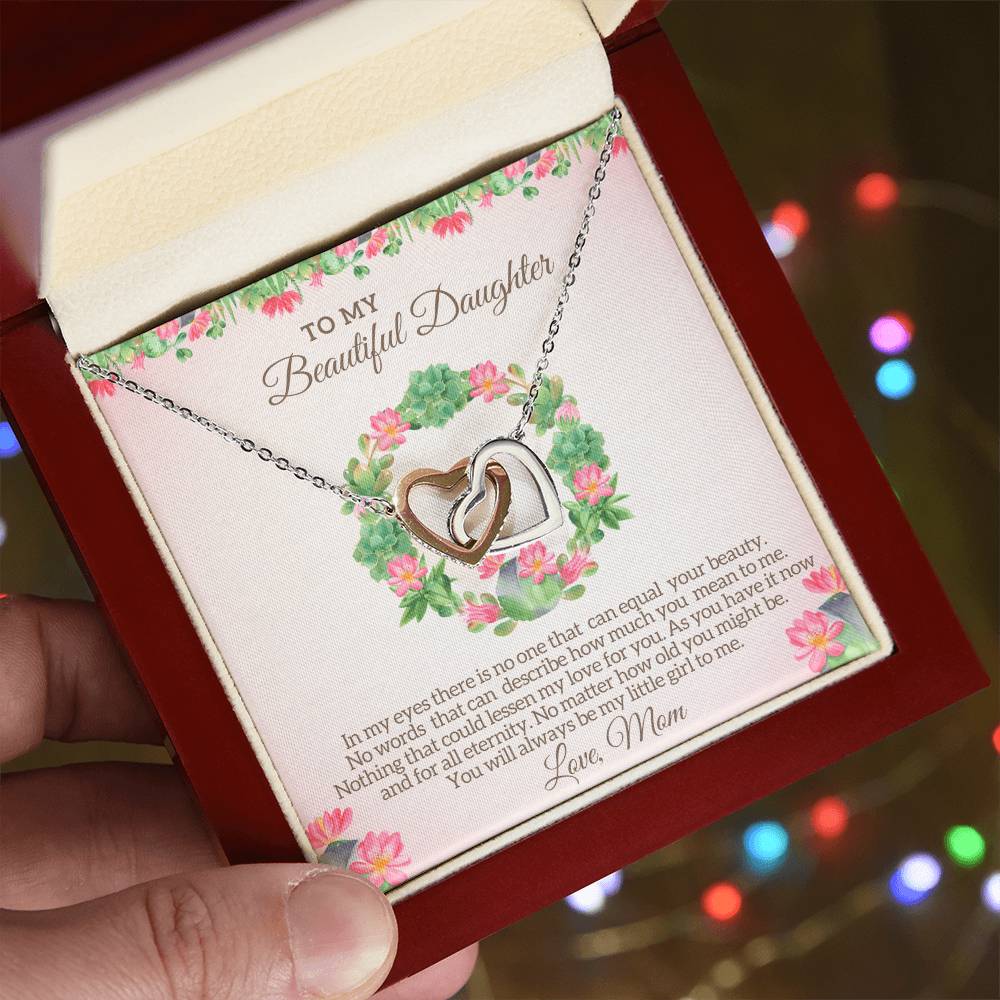 To My Beautiful Daughter - My Little Girl To Me Interlocking Hearts Necklace