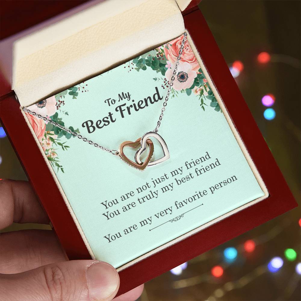 To My Best Friend - My Favorite Person Interlocking Hearts Necklace