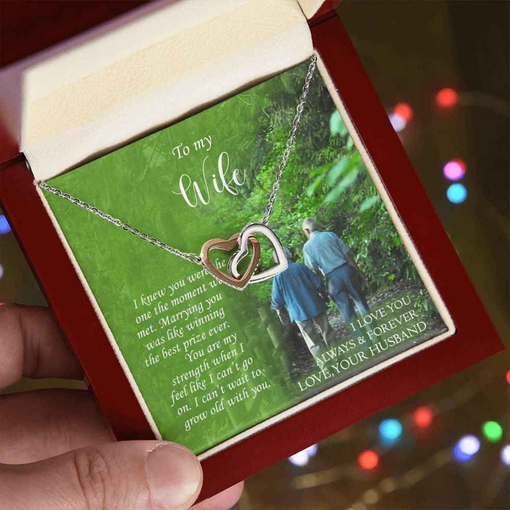 To My Wife Interlocking Hearts Necklace