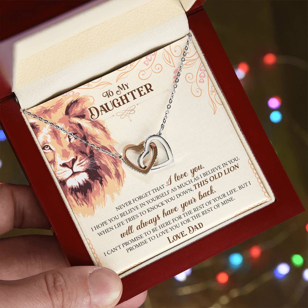 To My Daughter - This Old Lion - Necklace Interlocking Hearts Necklace