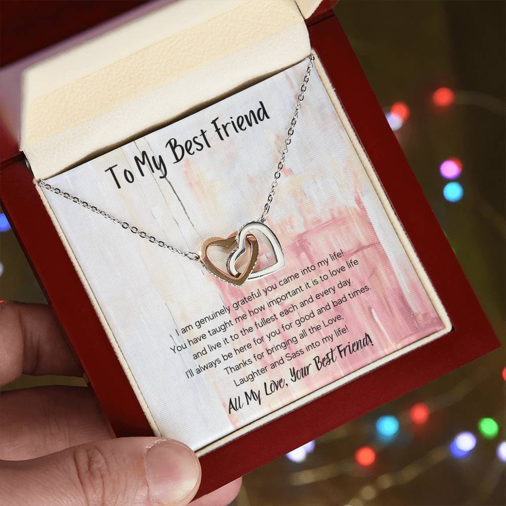 To My Best Friend Interlocking Hearts Necklace