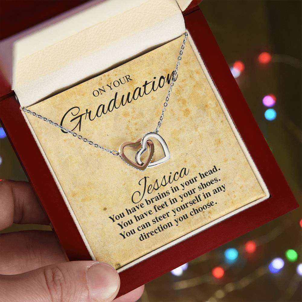 On Your Graduation Necklace Interlocking Hearts Necklace