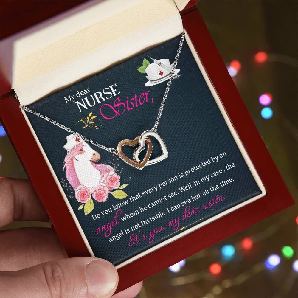 My Dear Nurse Sister - The Angel Is Not Invisible - Interlocking Heart Necklace Interlocking Hearts Necklace