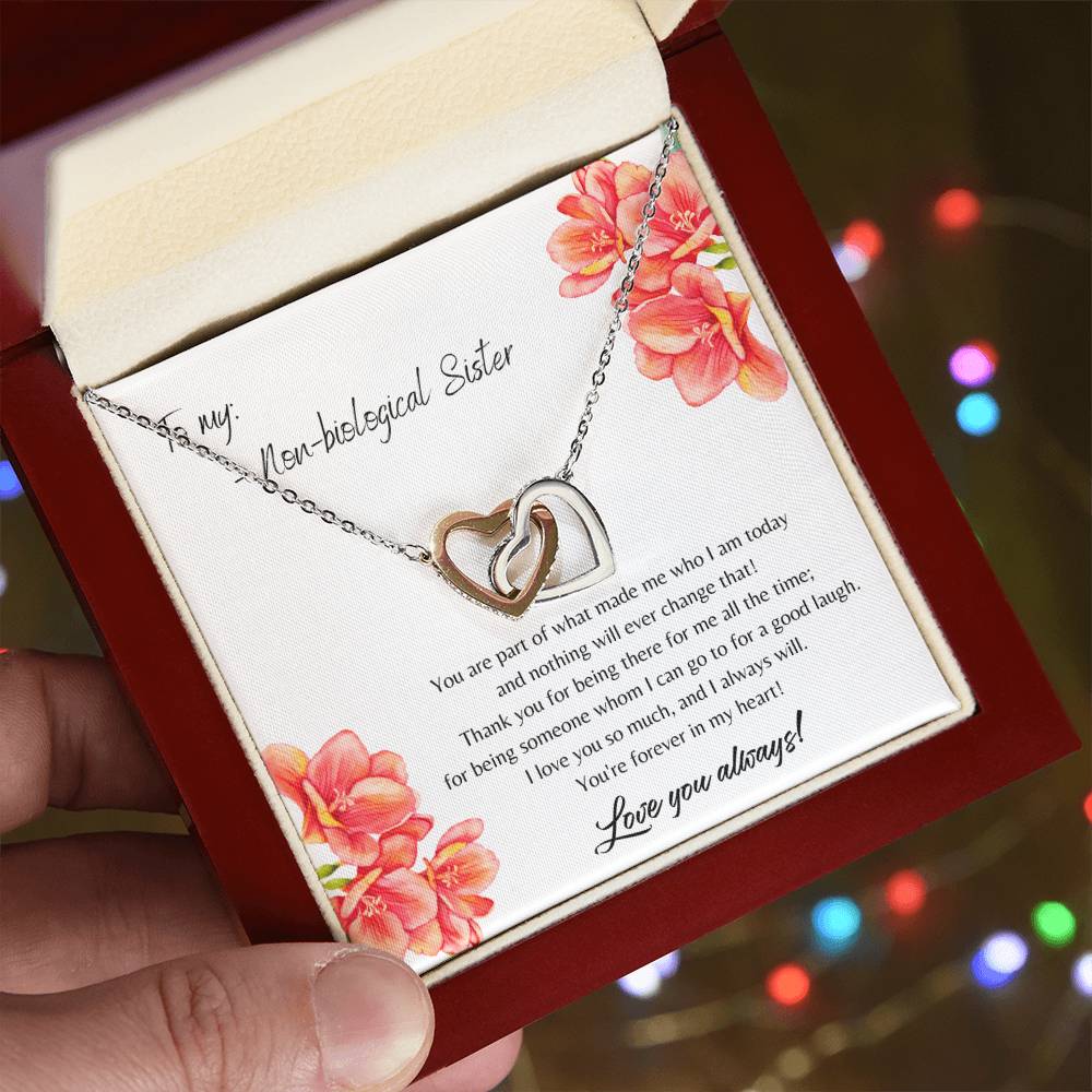 To My Non-Biological Sister Interlocking Hearts Necklace