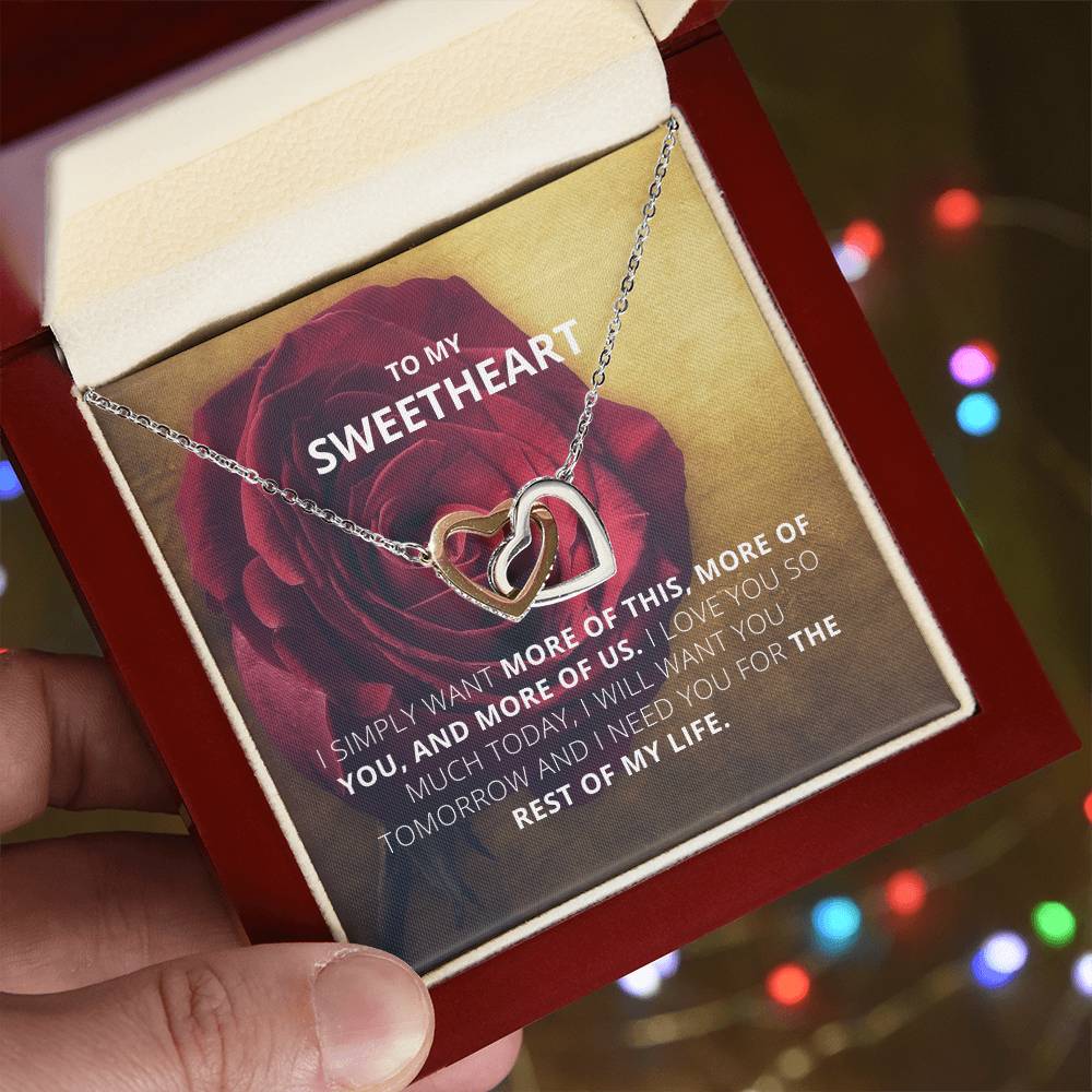 To My Sweetheart - I Want More Of This - Necklace Interlocking Hearts Necklace
