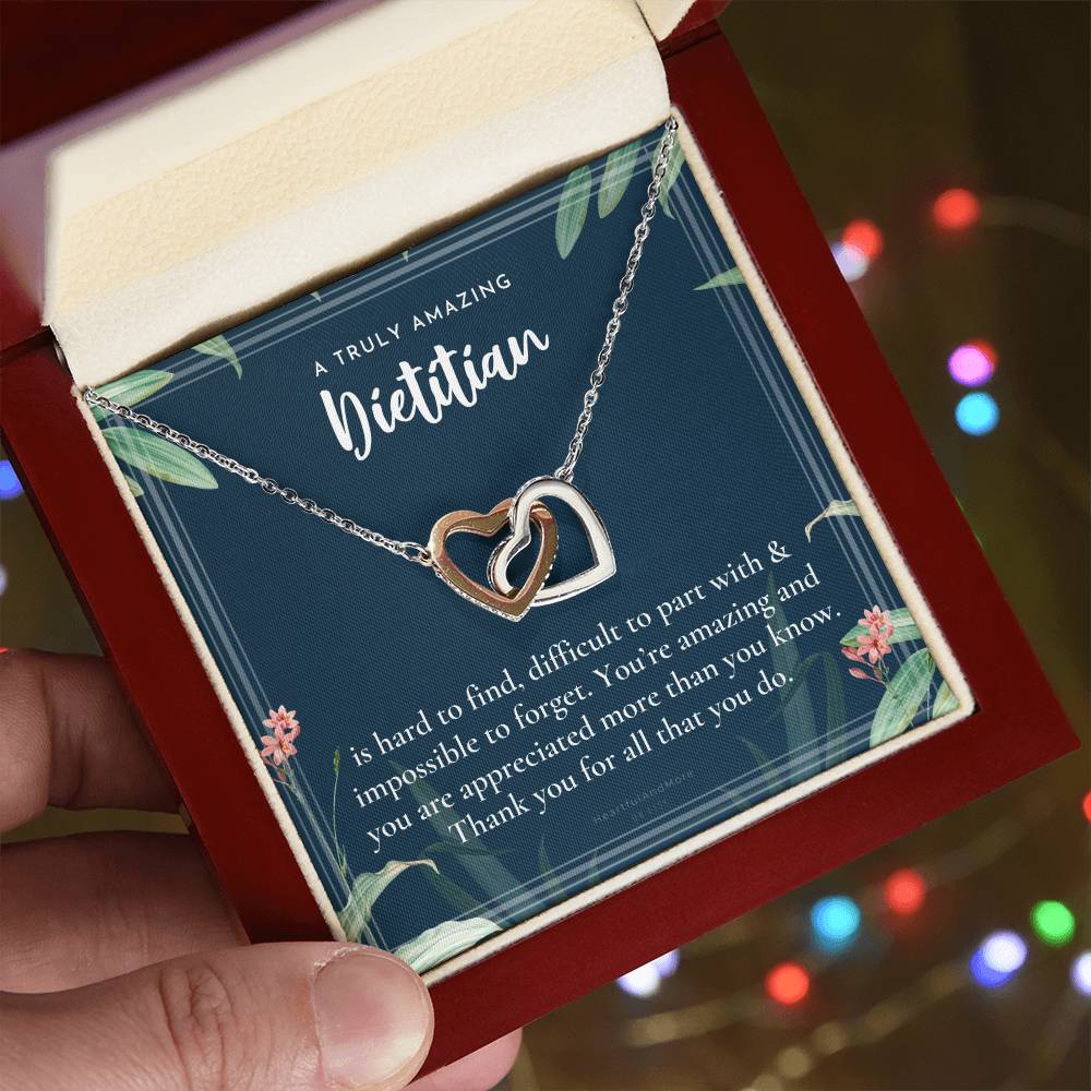 Gift For Dietitian Dietitian Appreciation Gift A Truly Amazing Dietitian Gift Interlocking Hearts Necklace