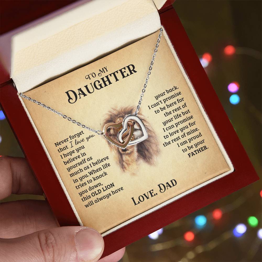 To My Daughter Necklace Gift For Daughter From Dad Christmas Gift Daughter Jewelry Interlocking Hearts Necklace