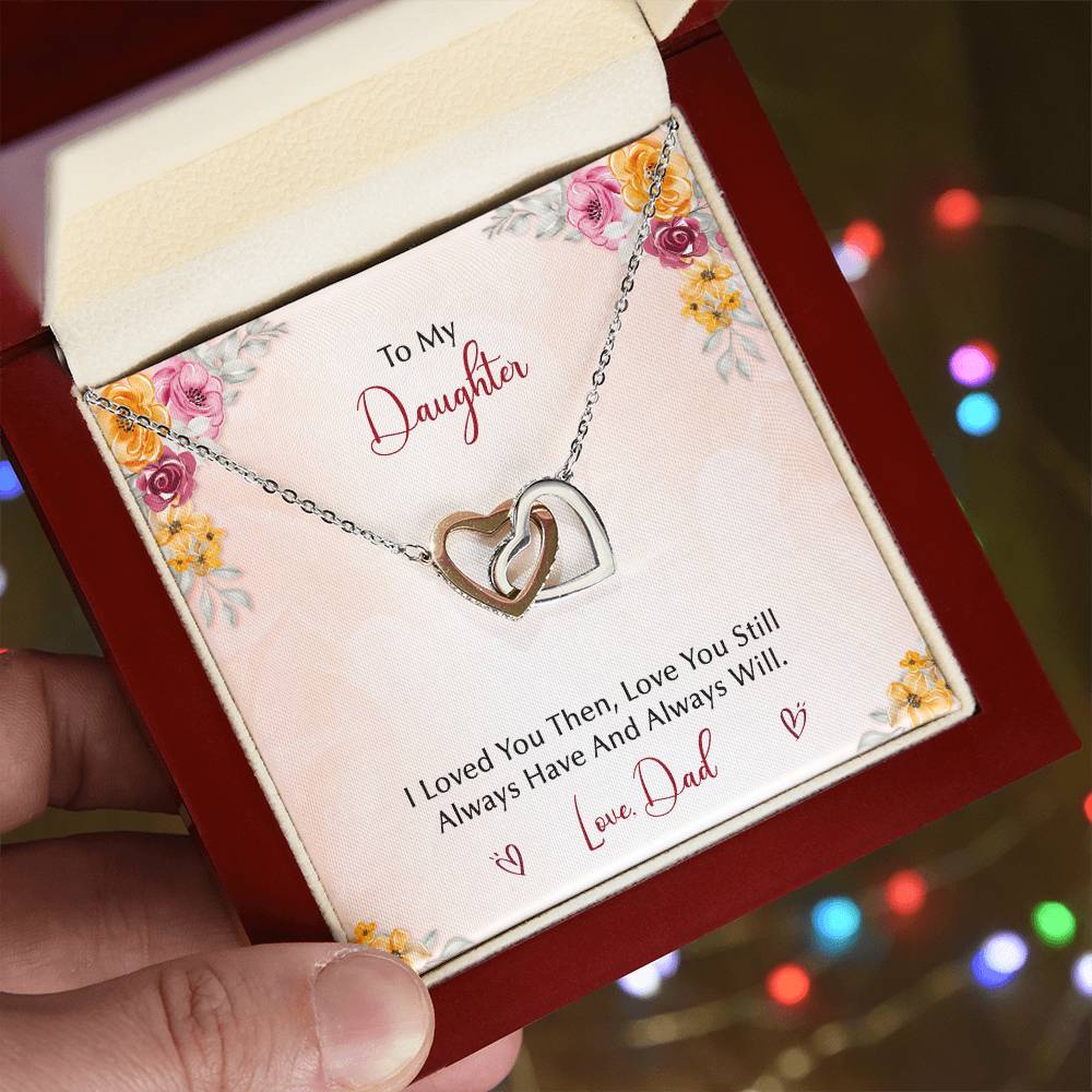 To My Daughter From Dad Interlocking Hearts Necklace