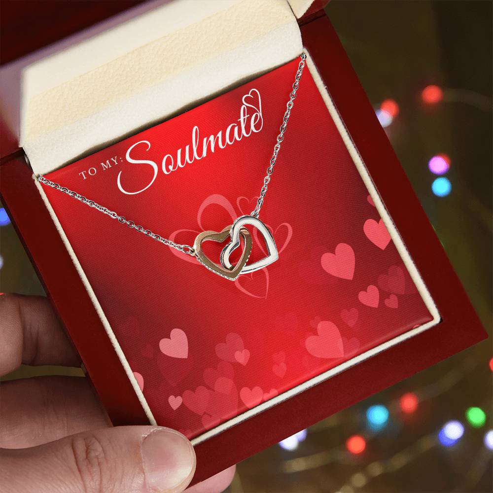 To My Soulmate Lux Necklace Gift Set Interlocking Hearts Necklace