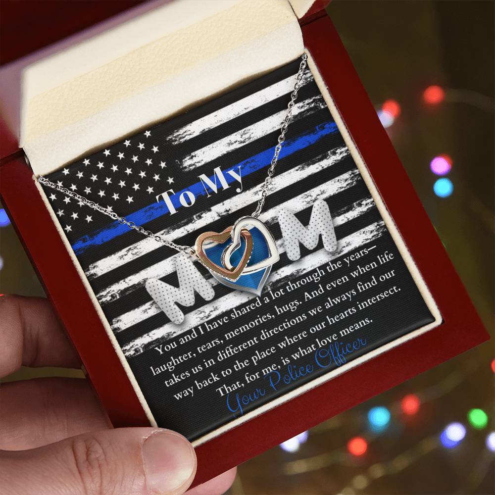 Police Officer'S Mom Necklace Interlocking Hearts Necklace
