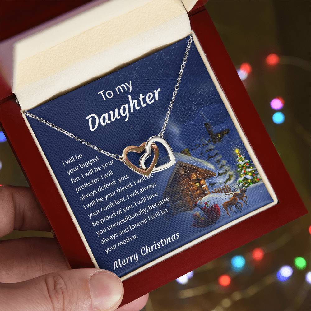 To My Daughter - Around My Heart - Necklace Interlocking Hearts Necklace